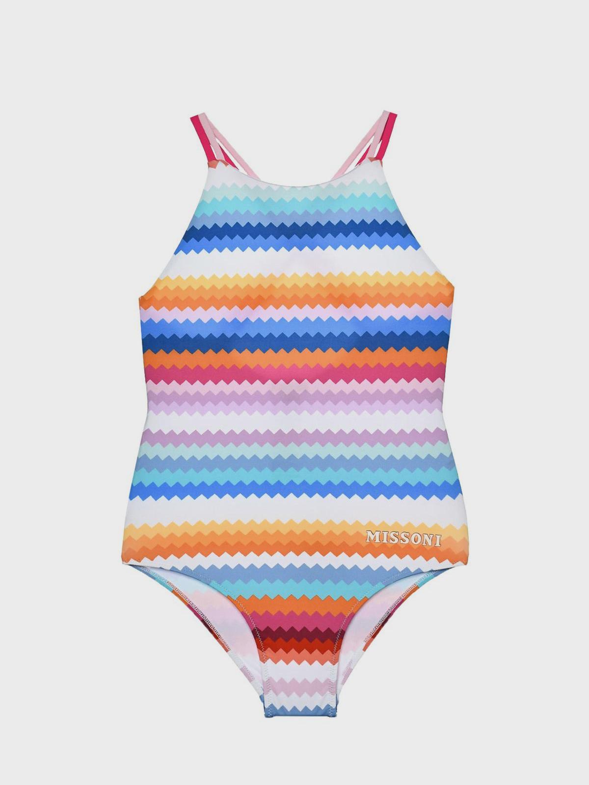 Купальник слитный с принтом зигзагами, разноцветный Missoni