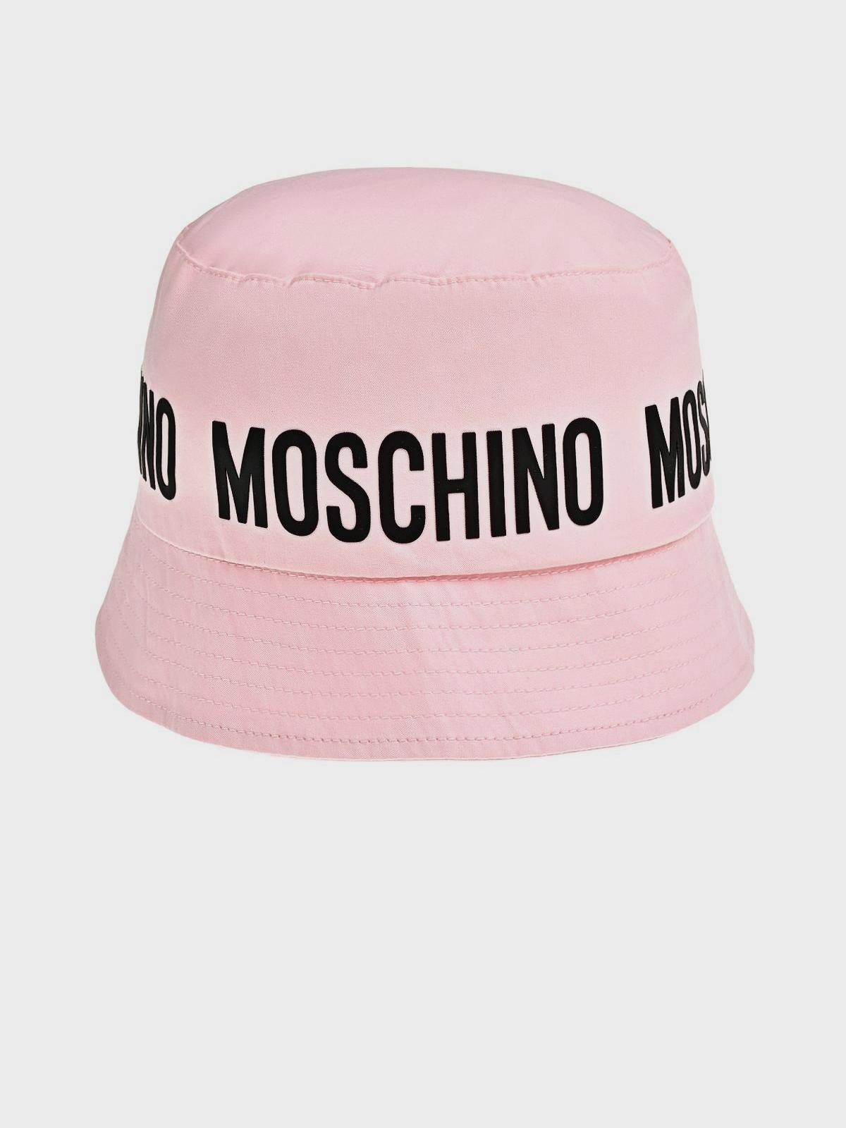 Панама с черным лого, розовая Moschino