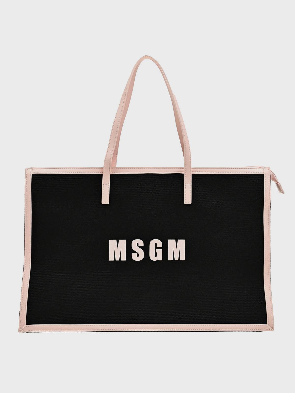 Сумка с розовым кантом, черная MSGM