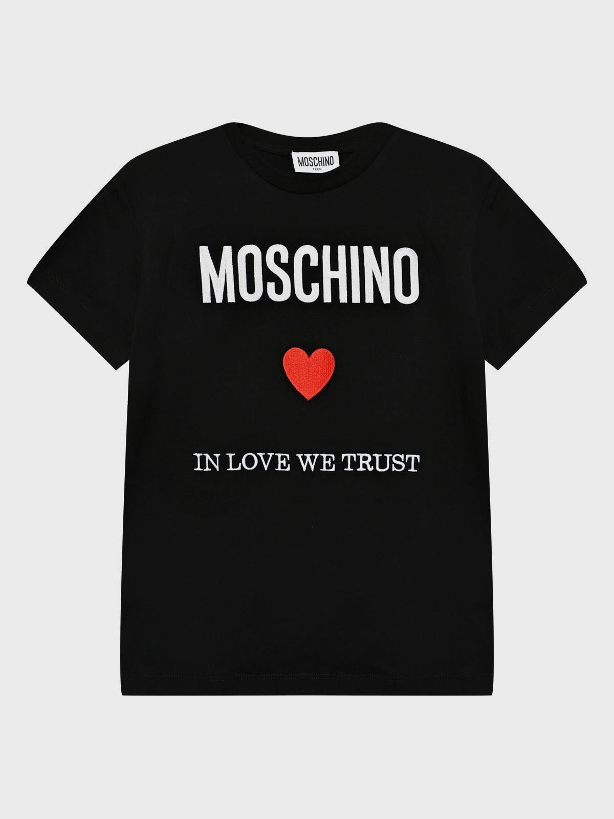 Футболка с принтом "In love we trust" Moschino