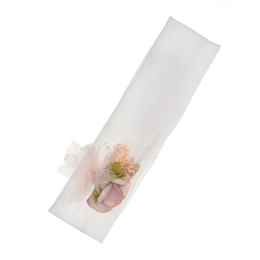 Белая повязка с розовой цветочной аппликацией Amaya | Фото 1