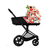 Детская коляска 2 в 1 Cybex PRIAM IV Люлька, ткань прогулочного блока FE Spring Blossom light и шасси Matt Black  | Фото 2