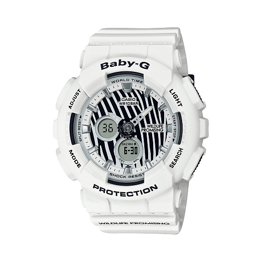 Часы Baby-G с циферблатом зебра, белые CASIO | Фото 1