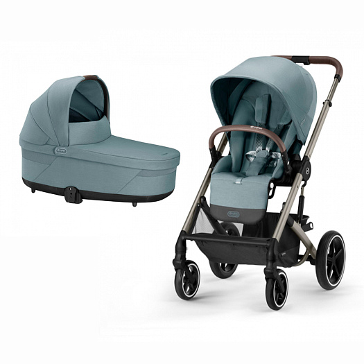 Прогулочная коляска Balios S Lux TPE и спальный блок Balios S Sky Blue с дождевиком CYBEX | Фото 1