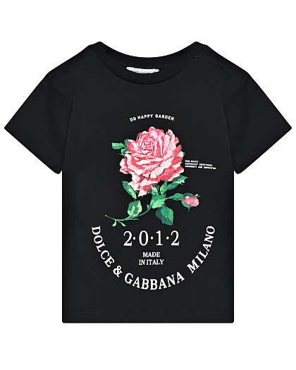 Футболка с принтом &quot;роза&quot; Dolce&Gabbana | Фото 1