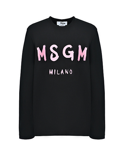 Толстовка с розовым лого, черная MSGM | Фото 1