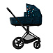 Детская коляска 2 в 1 Cybex PRIAM IV Люлька, ткань прогулочного блока FE Jewels of Nature и шасси Matt Black  | Фото 3