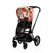 Детская коляска 2 в 1 Cybex PRIAM IV Люлька, ткань прогулочного блока FE Spring Blossom light и шасси Matt Black  | Фото 3