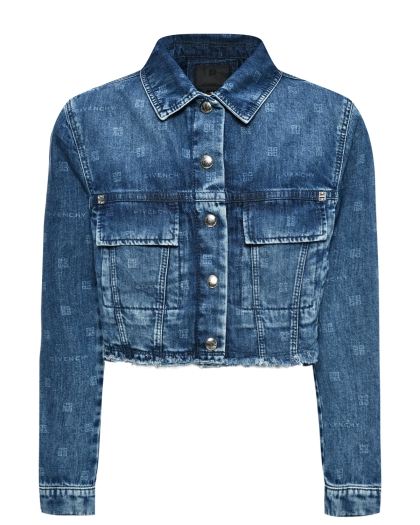 Куртка джинсовая укороченная со слошным лого Givenchy | Фото 1