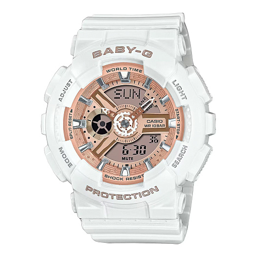 Часы BABY-G BA-110 белые, медный циферблат CASIO | Фото 1