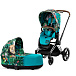 Детская коляска 2 в 1 Cybex PRIAM IV Люлька, ткань прогулочного блока FE DK WE THE BEST и шасси Chrome Brown  | Фото 1