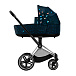 Детская коляска 2 в 1 Cybex PRIAM IV Люлька, ткань прогулочного блока FE Jewels of Nature и шасси Chrome Black  | Фото 2